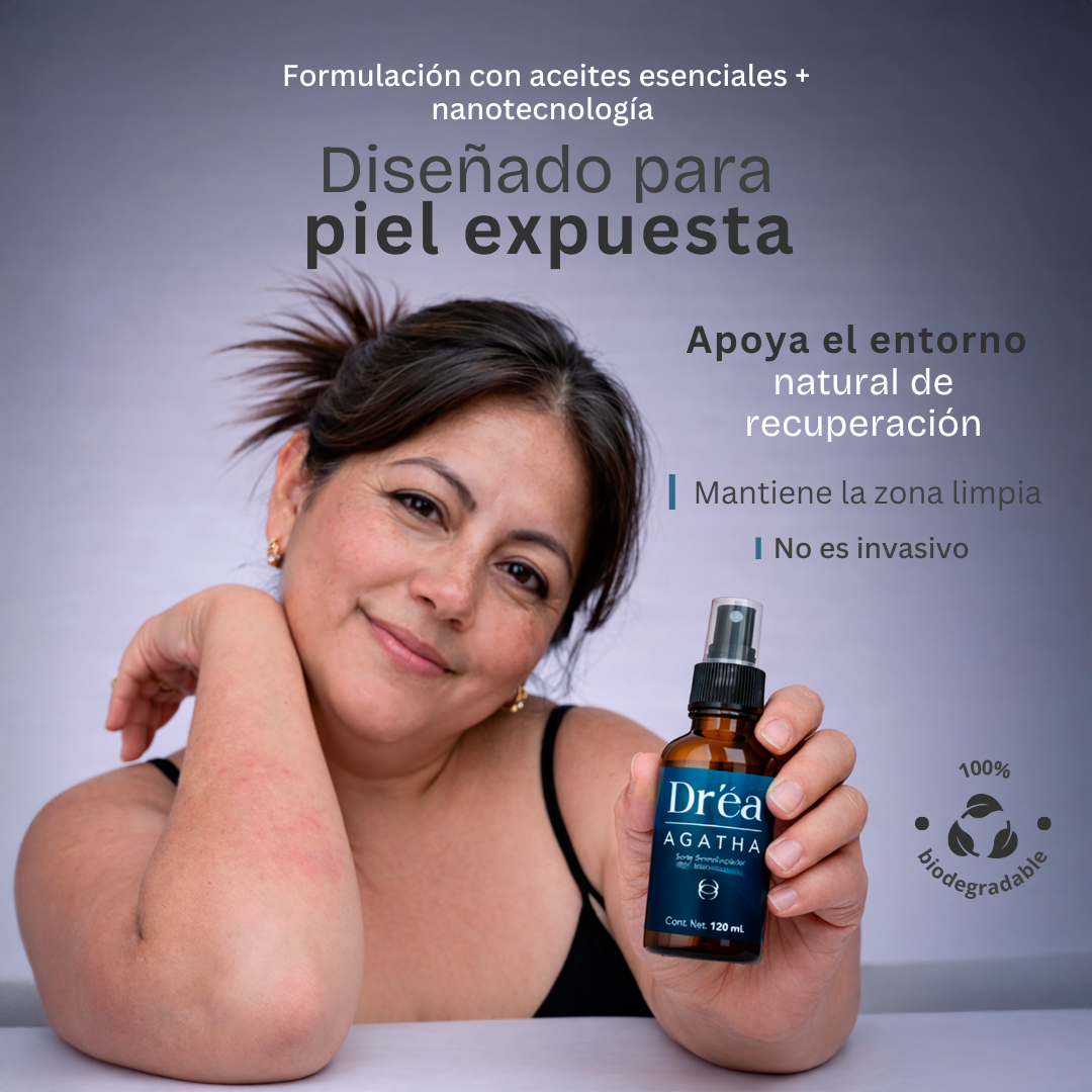 Spray dermolimpiador para piel expuesta, comprometida y con lesiones recurrentes