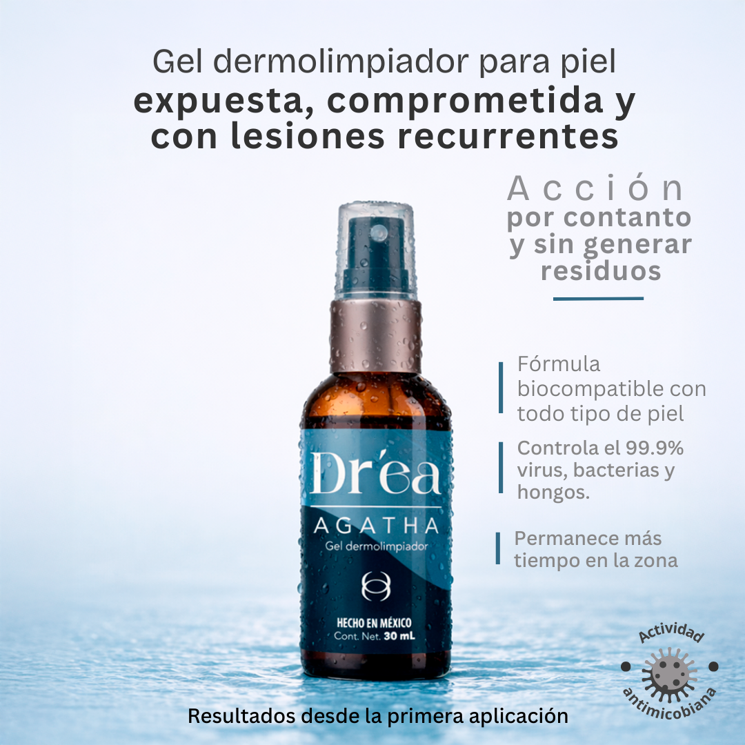 Gel dermolimpiador para piel expuesta, comprometida y con lesiones recurrentes